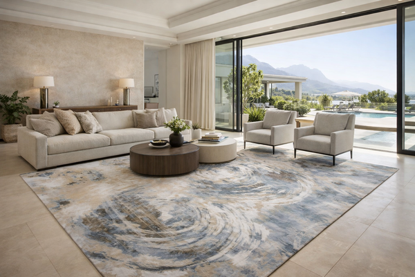 LIGHT BLUE/BEIGE CARPET