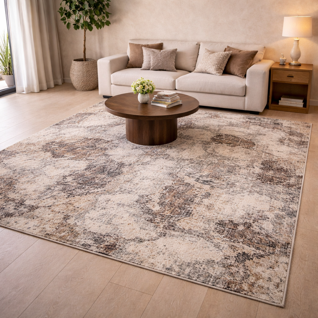 Violet Beige Living Room Carpet – Soft Tone Premium Elegant Rug