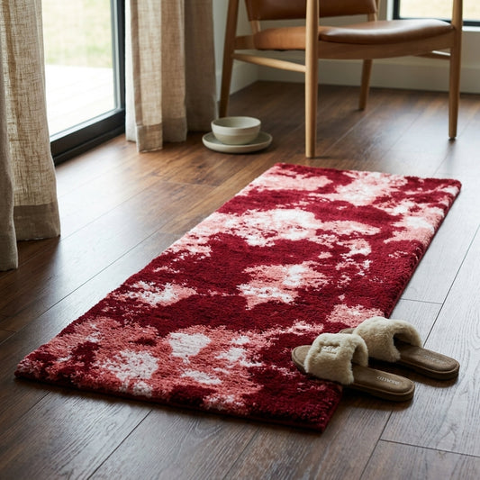 Marble Texture Bedside Runner Rug (2x5 ft) – Premium Rabbit Fur Finish